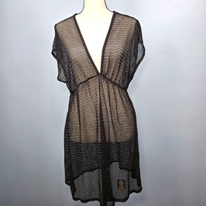 Tropical Escape Womens‎ Black Cover-Up Size Large Beach Swim Vacation